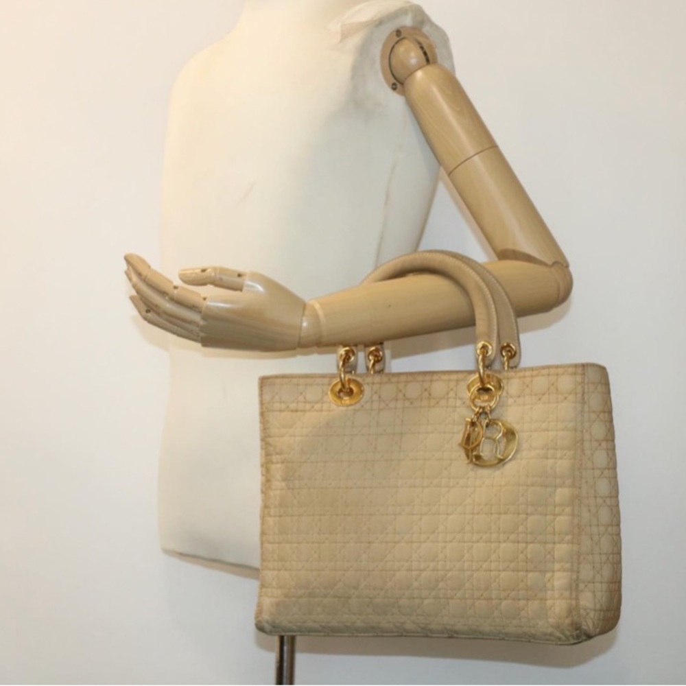 Vintage Christian Dior Lady Dior Cannage Shoulder Hand Bag Nylon